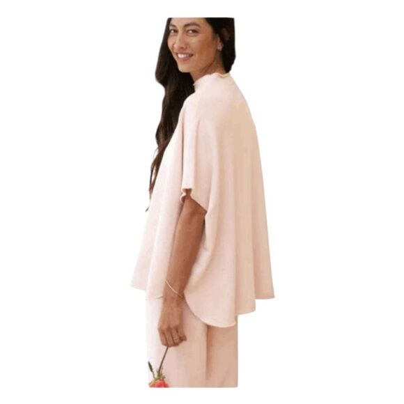 Frank and Eileen Audrey Funnel Neck Capelet Dusty Rose Mauve French Terry Knit O - Picture 8 of 10